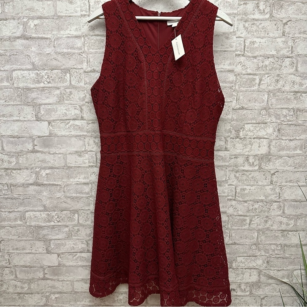 Charter Club Burgundy Red Lace Midi Dress